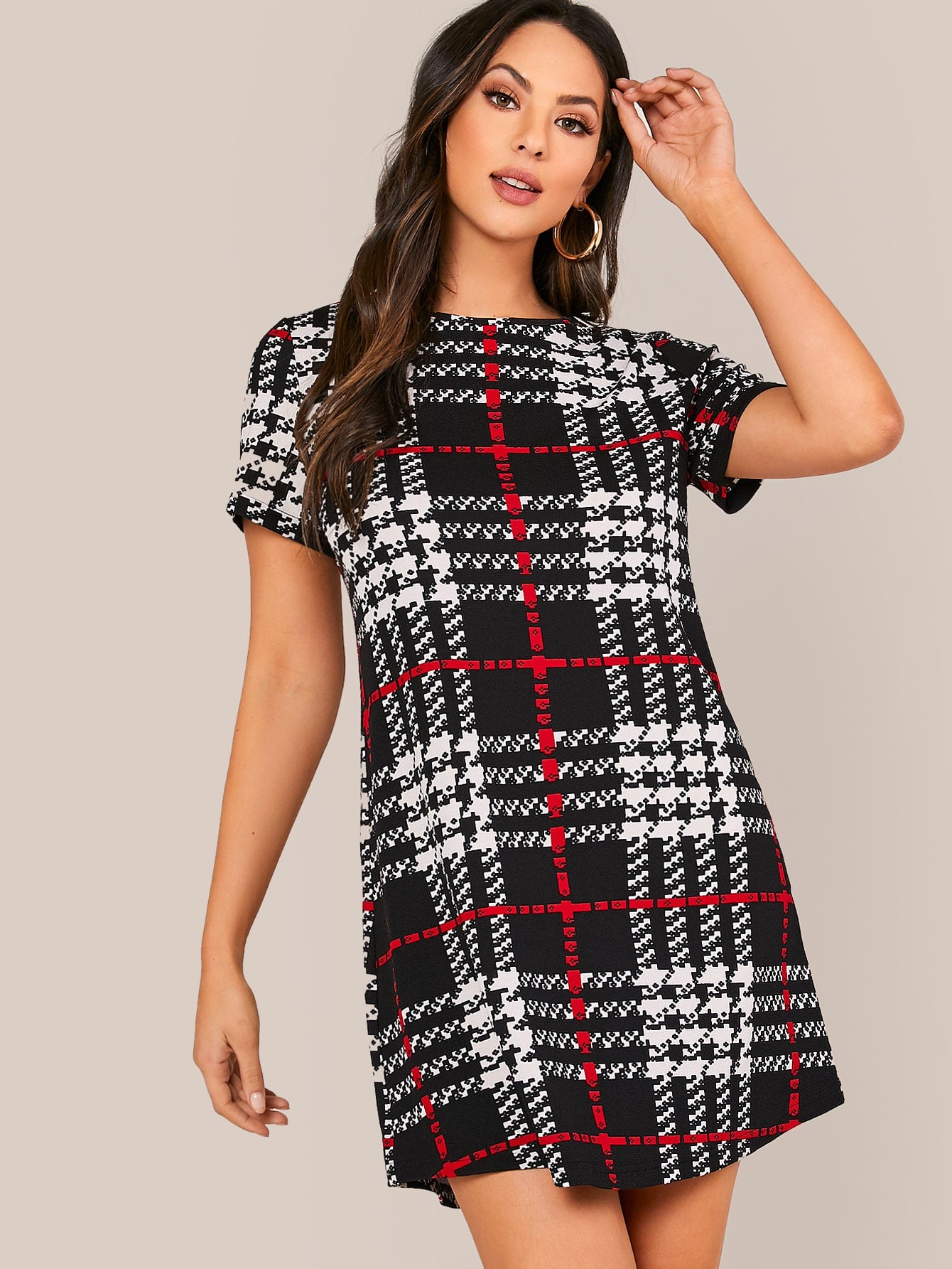 Plaid Short Sleeve Dress