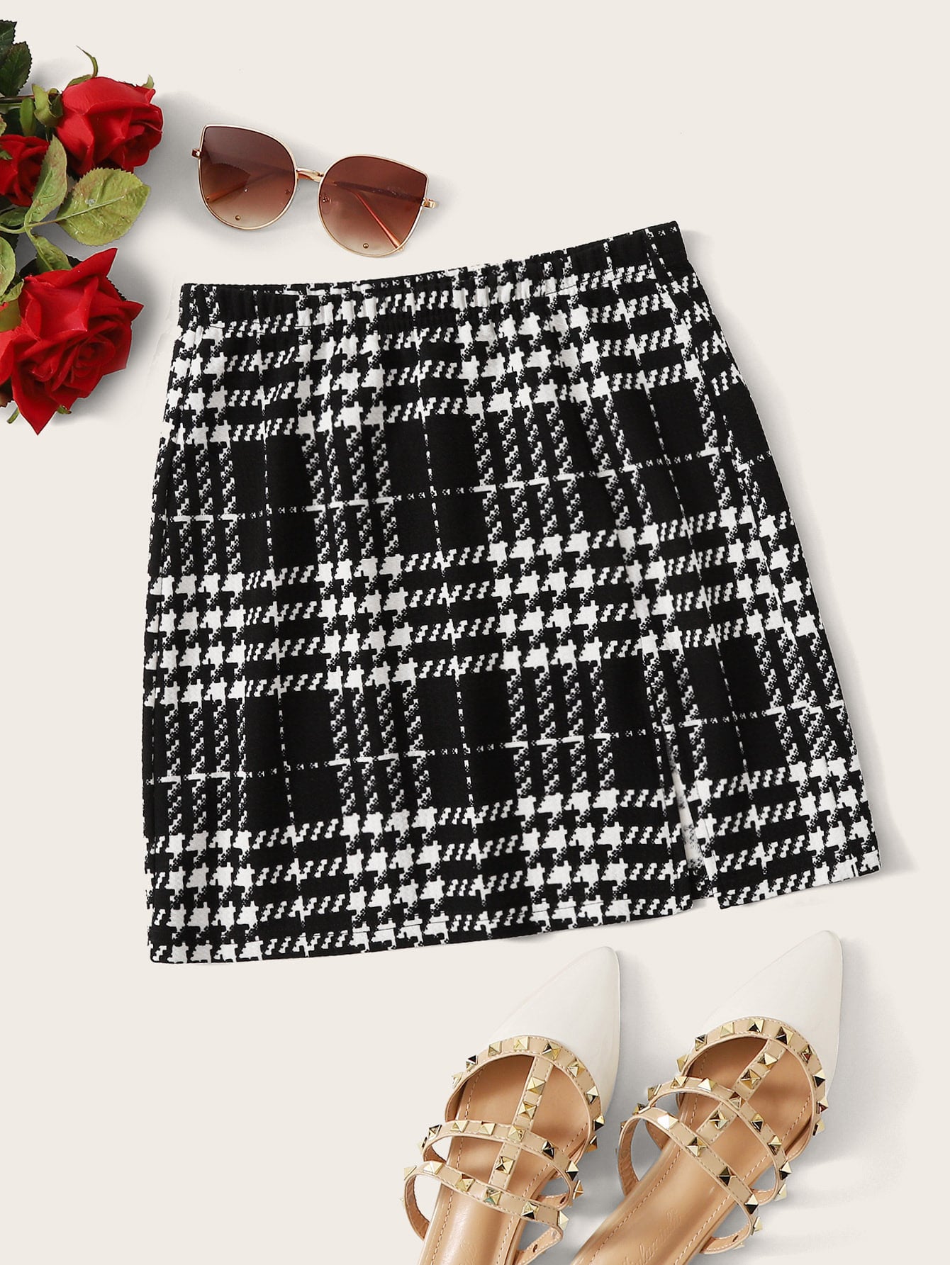 Plaid Textured Skirt