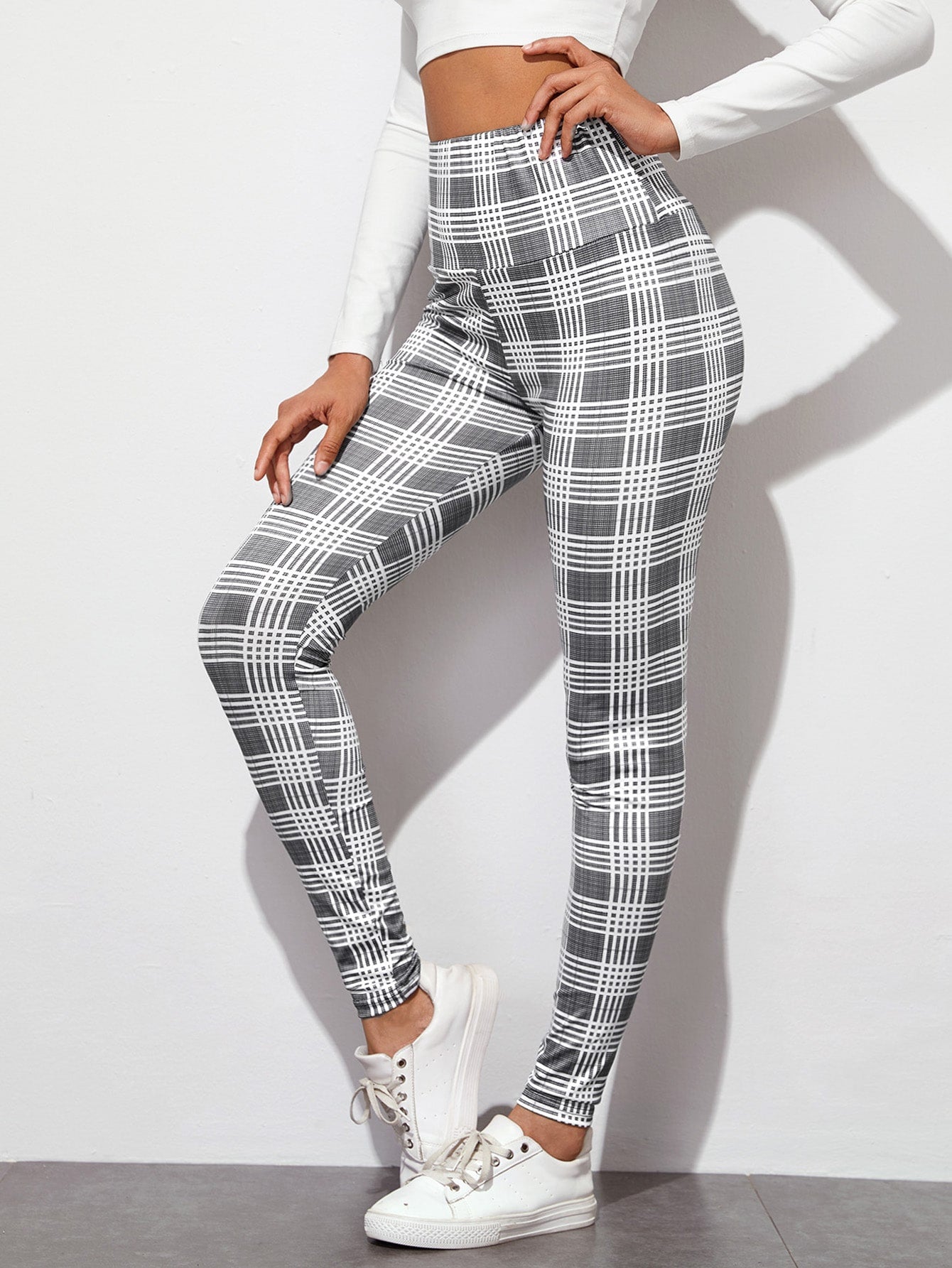 Plaid Wide Waistband Leggings