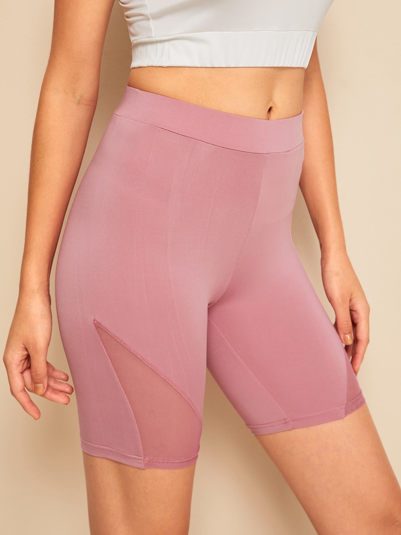 Sheer Mesh Insert Cycling Shorts