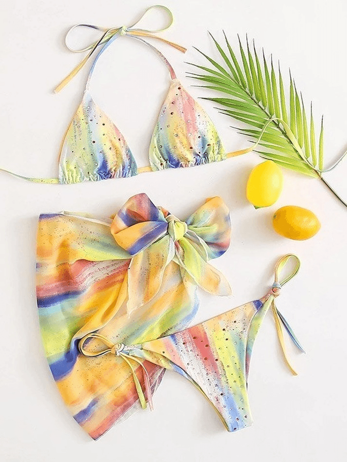 3pack Tie-Dye Triangle Bikini Set