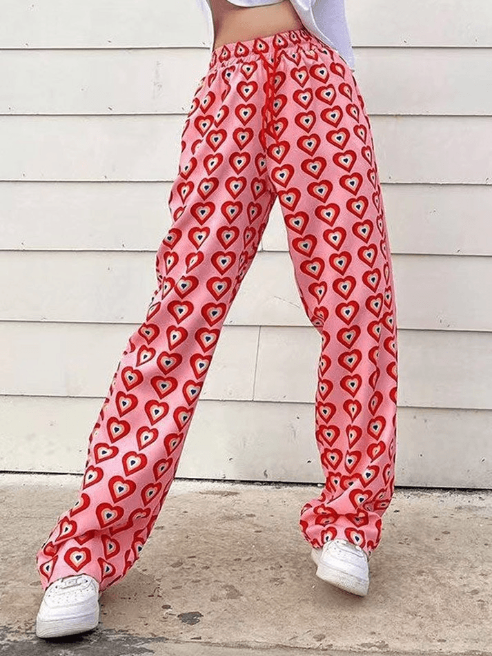 Allover Heart Baggy Pants