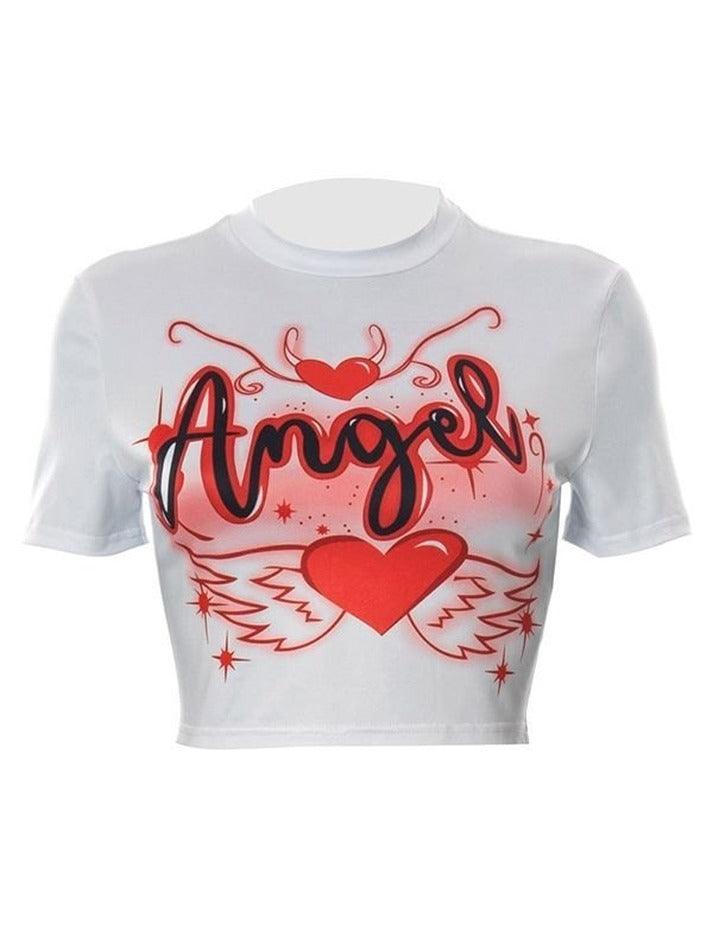 Angel Heart Printed Crop Top