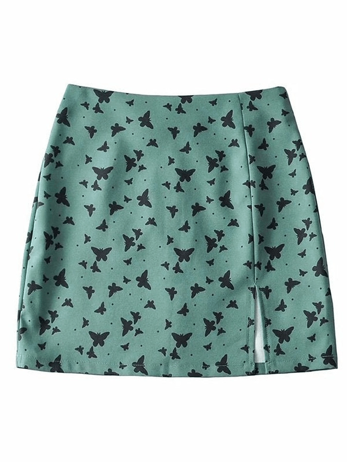 Animal Pattern Slit Mini Skirt