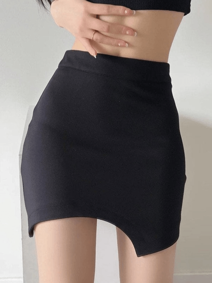 Asymmetric Hem Mini Skirt