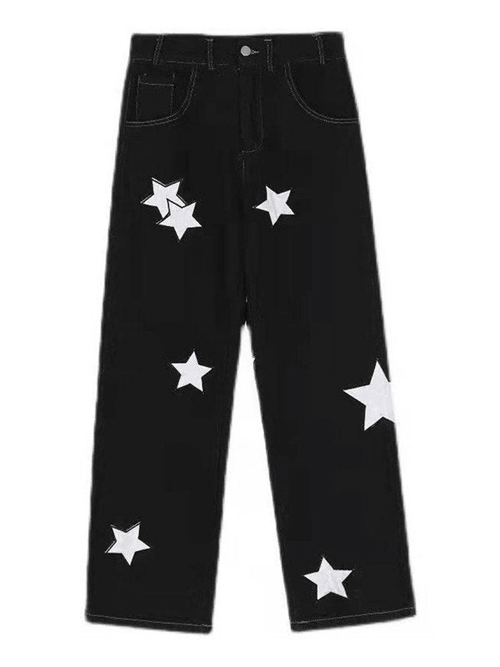 Black Washed Star Patch Boyfriend Jeans