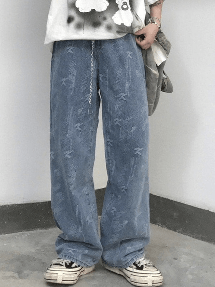 Blue Wash Distressed Boyfriend Jeans