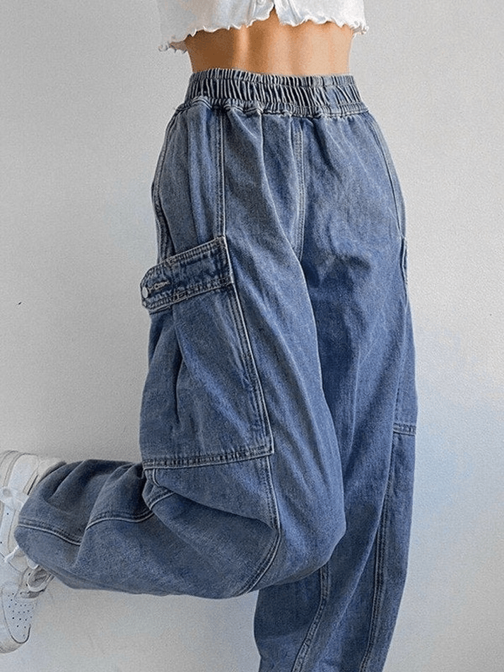 Blue Wash Jogger Cargo Jeans