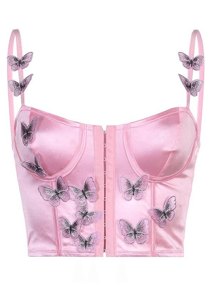 Butterfly Design Satin Corset Top