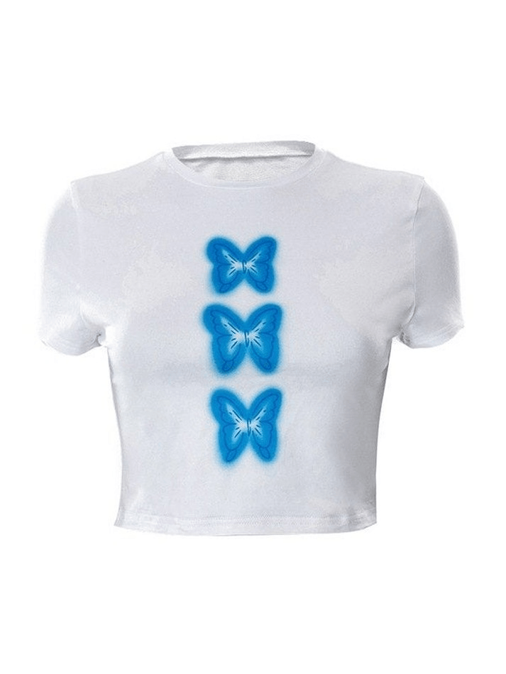 Butterfly Print Baby Crop Top