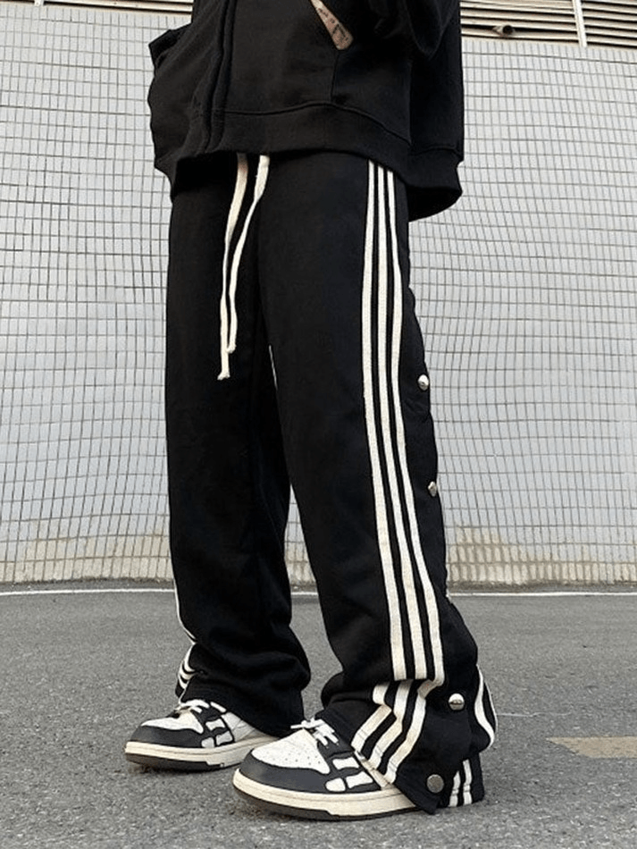 Button Striped Jogger Pants