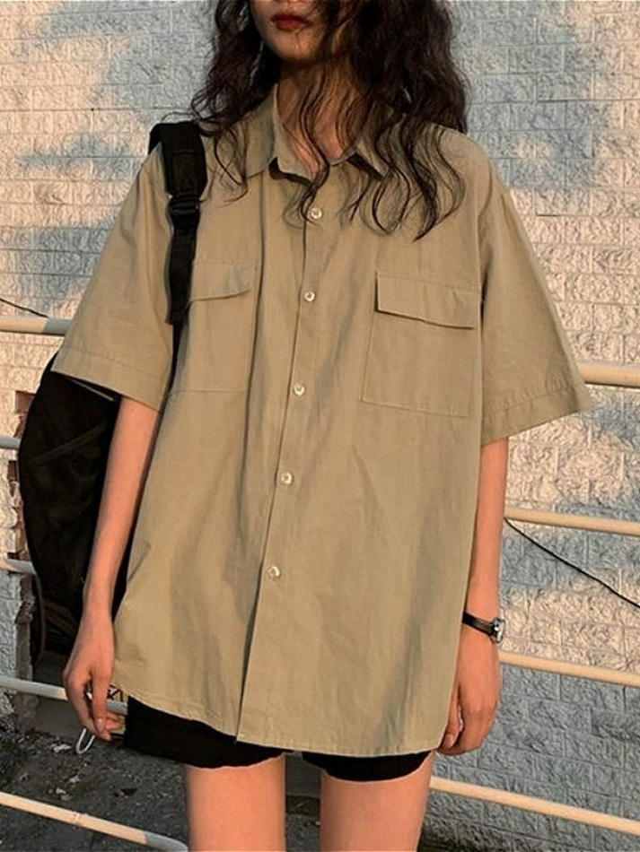 Cargo Pocket Button Down Blouse