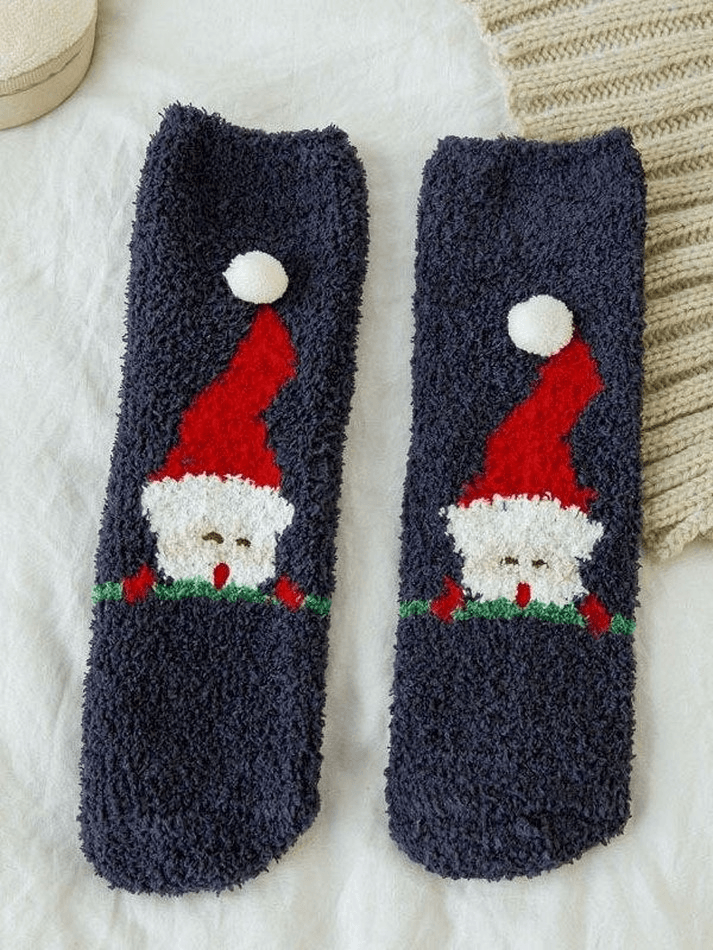 Christmas Santa Snowman Coral Fleece Socks