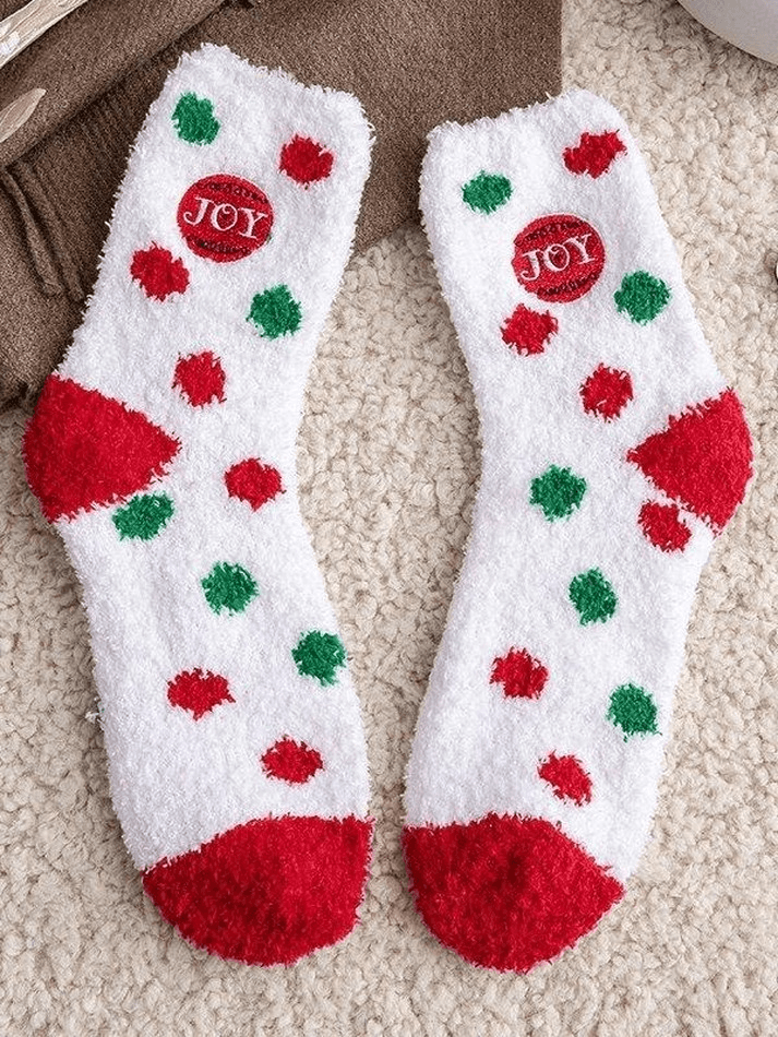 Christmas Wave Point Coral Fleece Socks