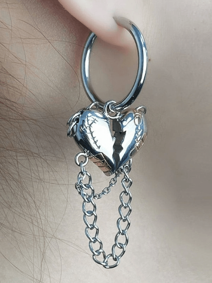 Heart Chain Drop Earring