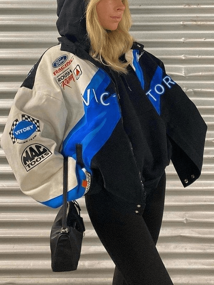 Logo Graphic Oversize Zipper Jacket