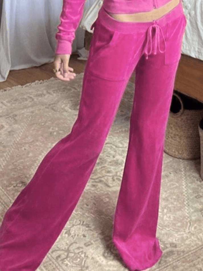 Velvet Solid Flare Leg Pants