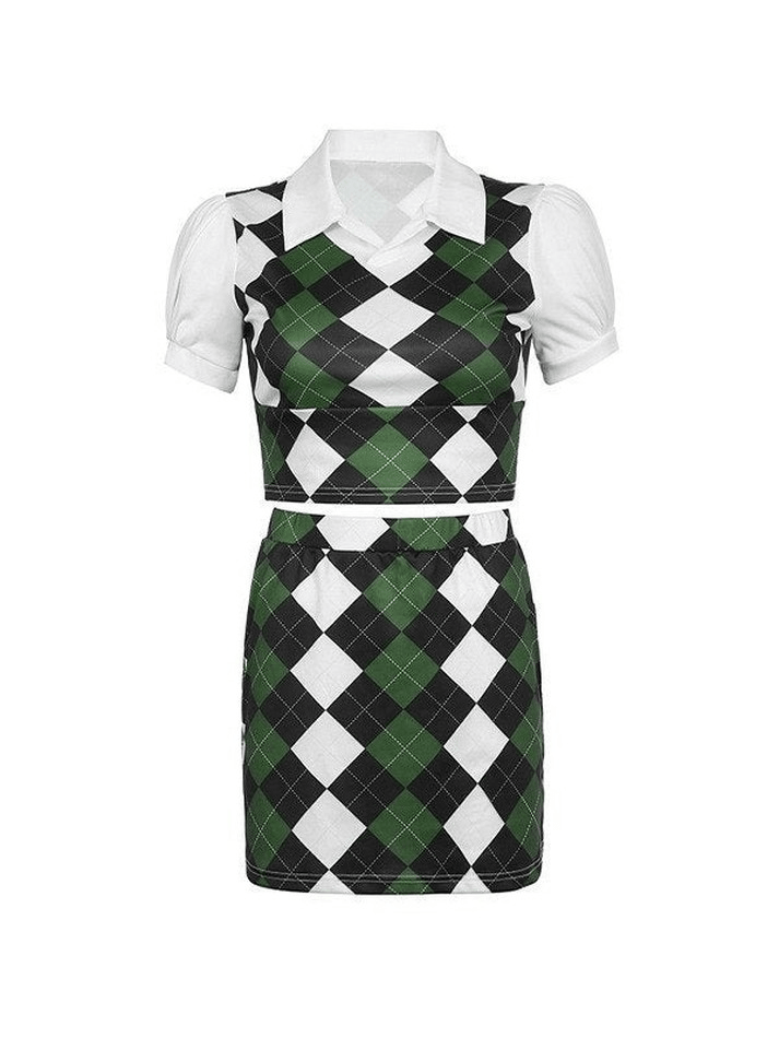 Vintage Argyle Two Piece Set