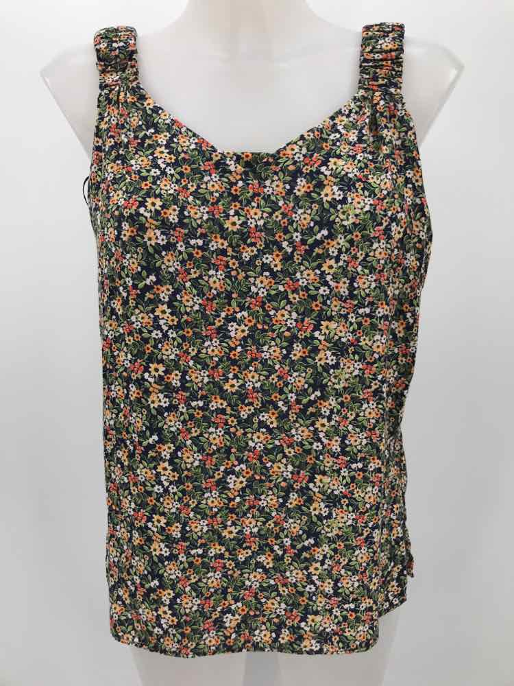 1.State Green Size Medium Rayon Floral Tank Top