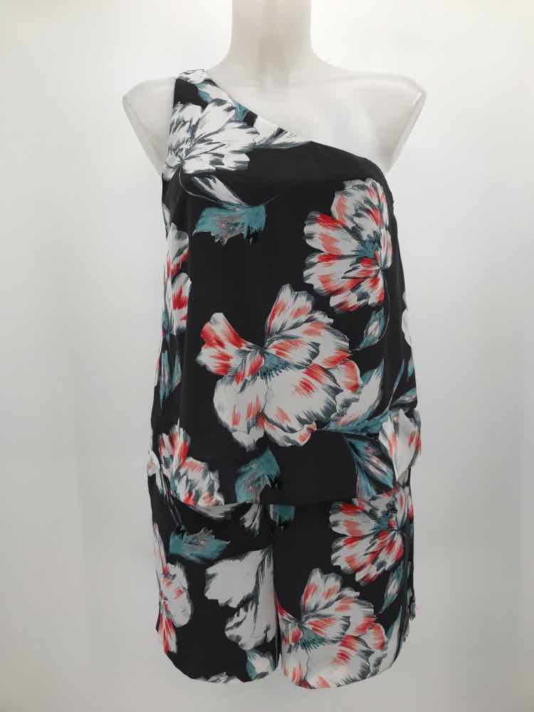 1.State Grey Size 4 Floral One Shoulder Sleeveless Romper