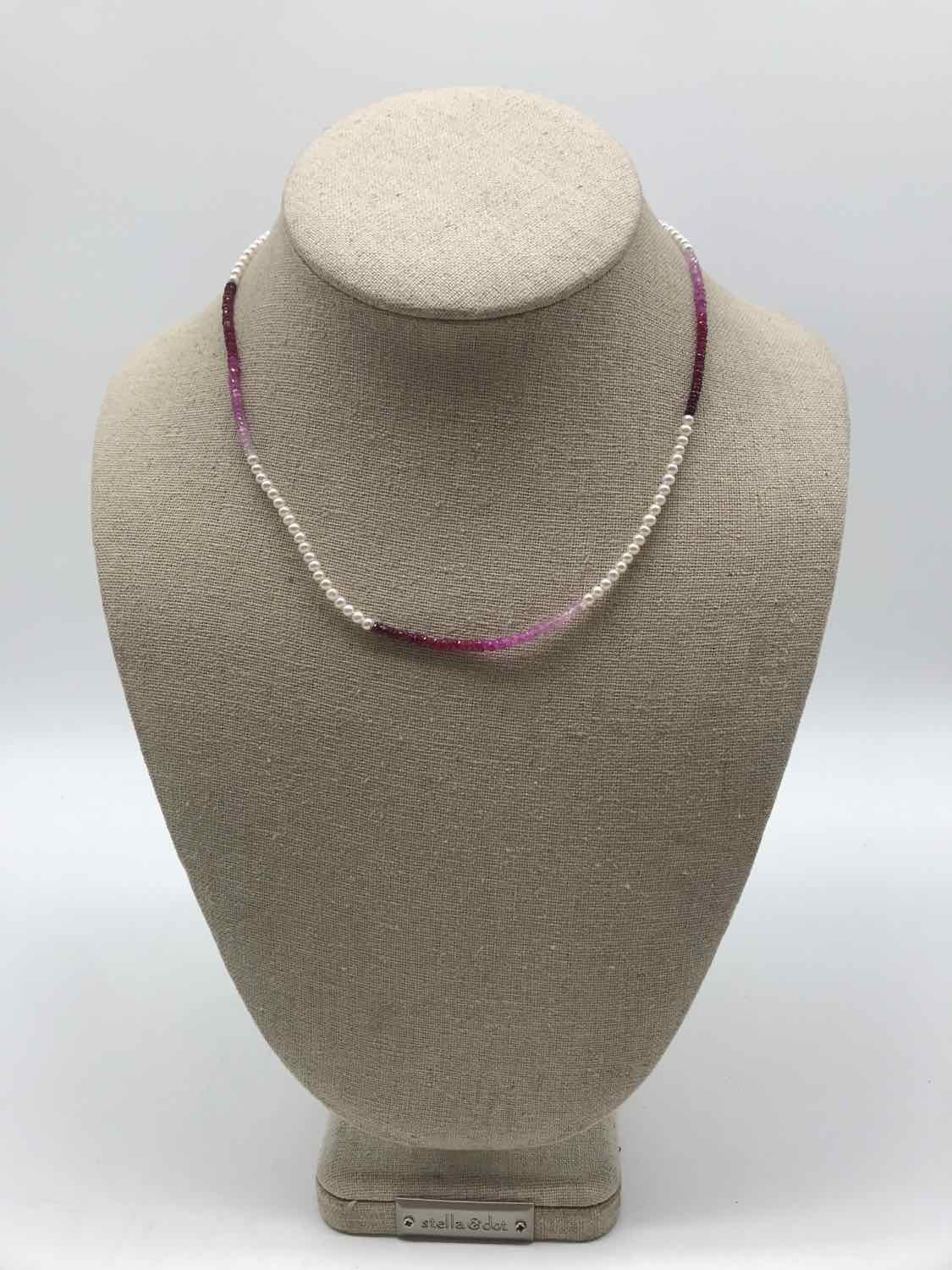 14 Kt Gold Filled Pink Sapphire Beaded Necklace