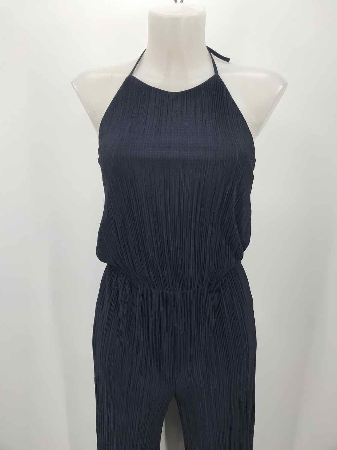 19 Cooper Navy Size Small Pleated Halter Jumpsuit