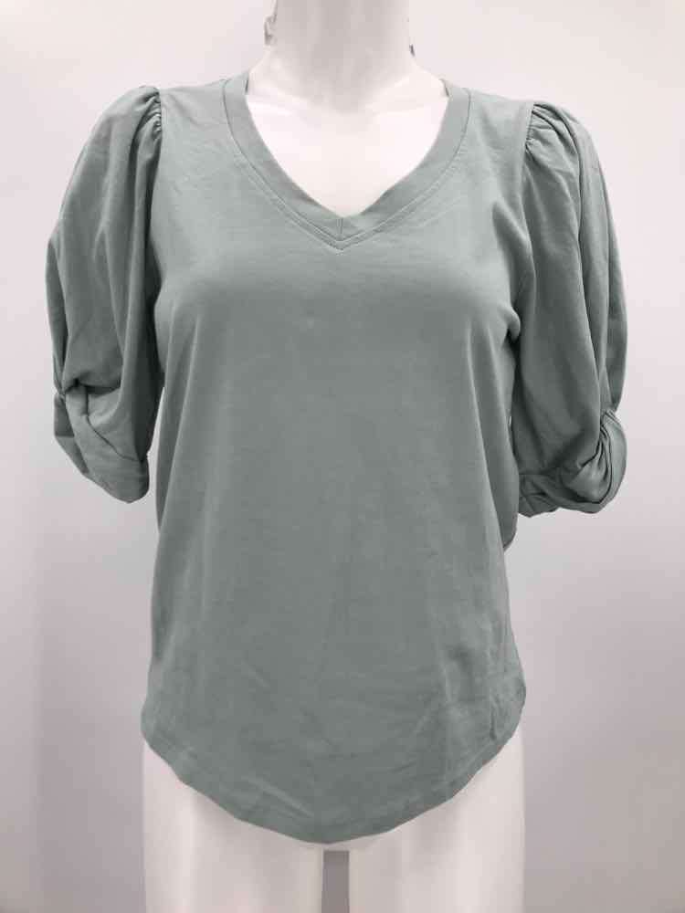 7 For All Mankind Blue Size Small Puff Sleeve T-shirt