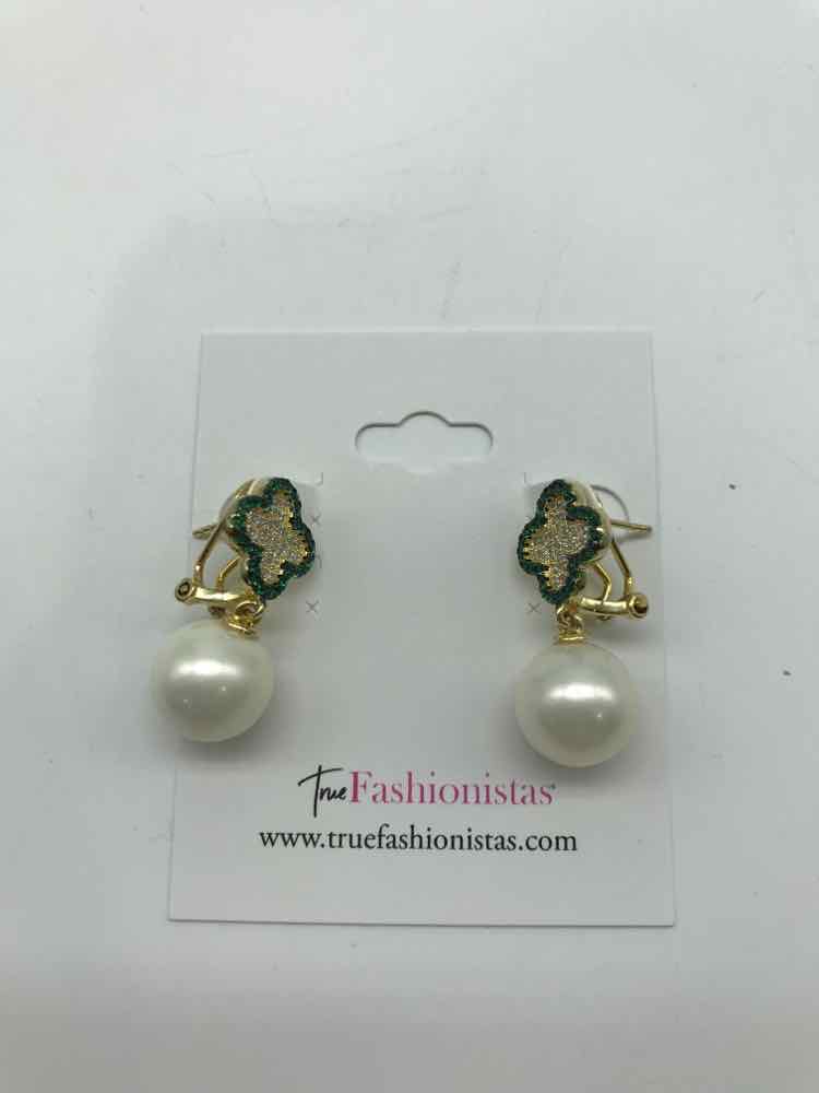 925 gold Faux Pearl Drop Earrings