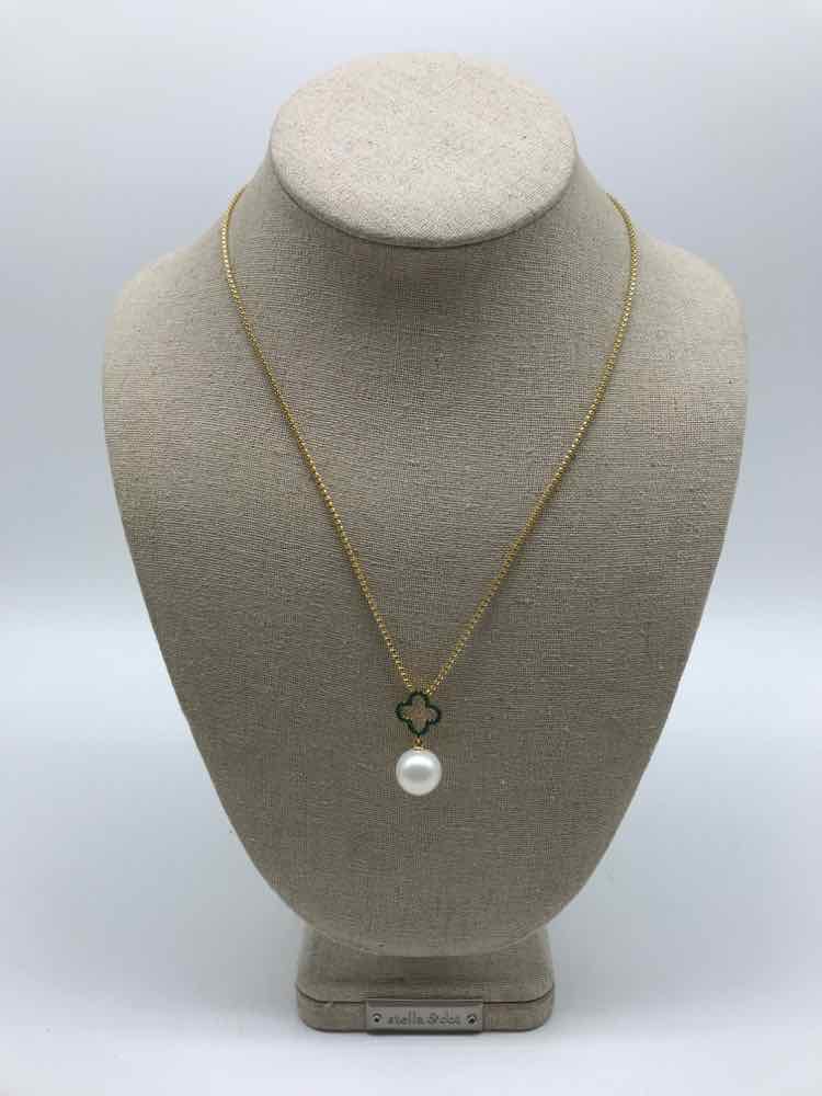 925 gold Faux Pearl Pendant Necklace