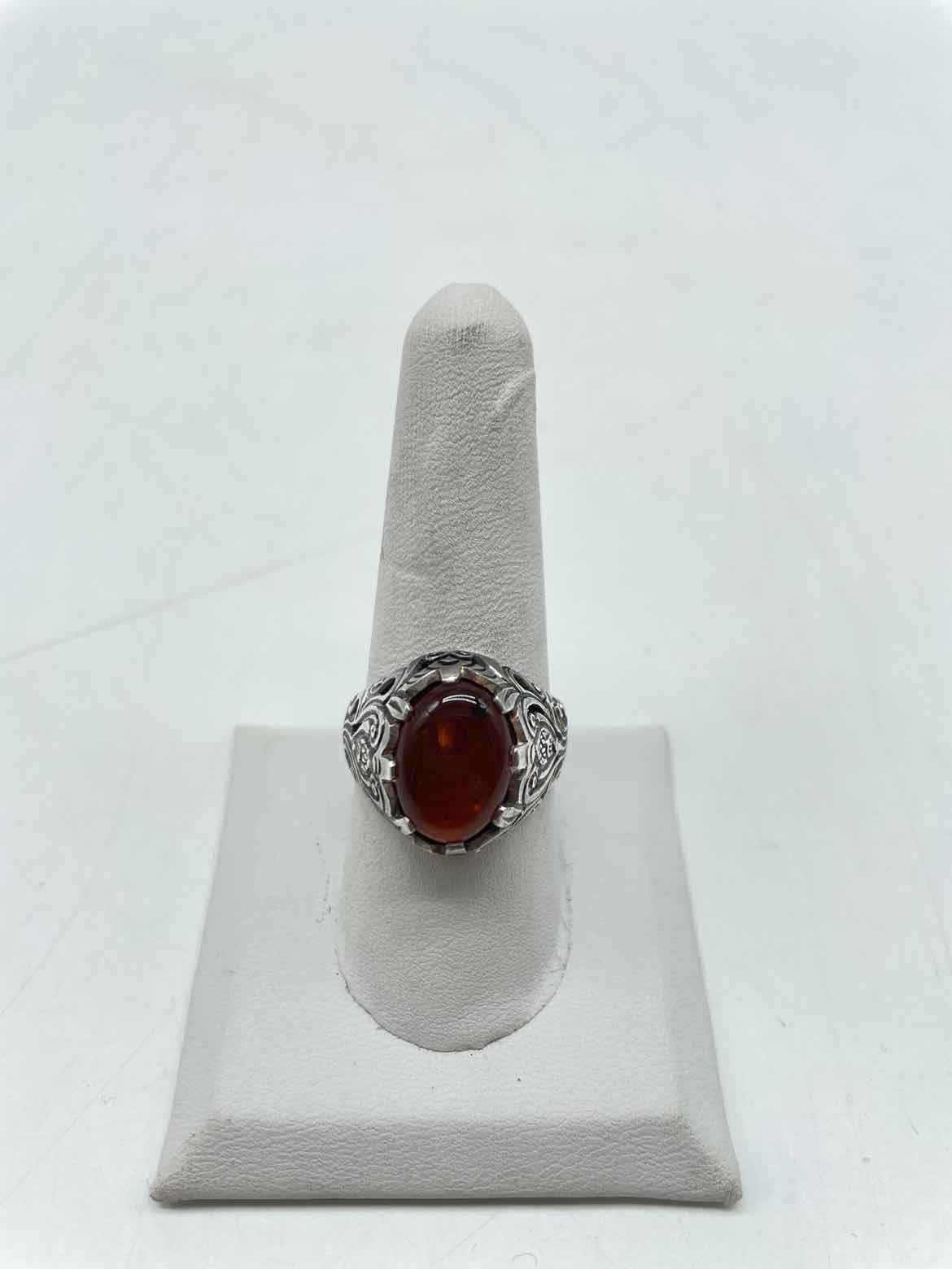 925 Silver Amber Size 9 Band Style