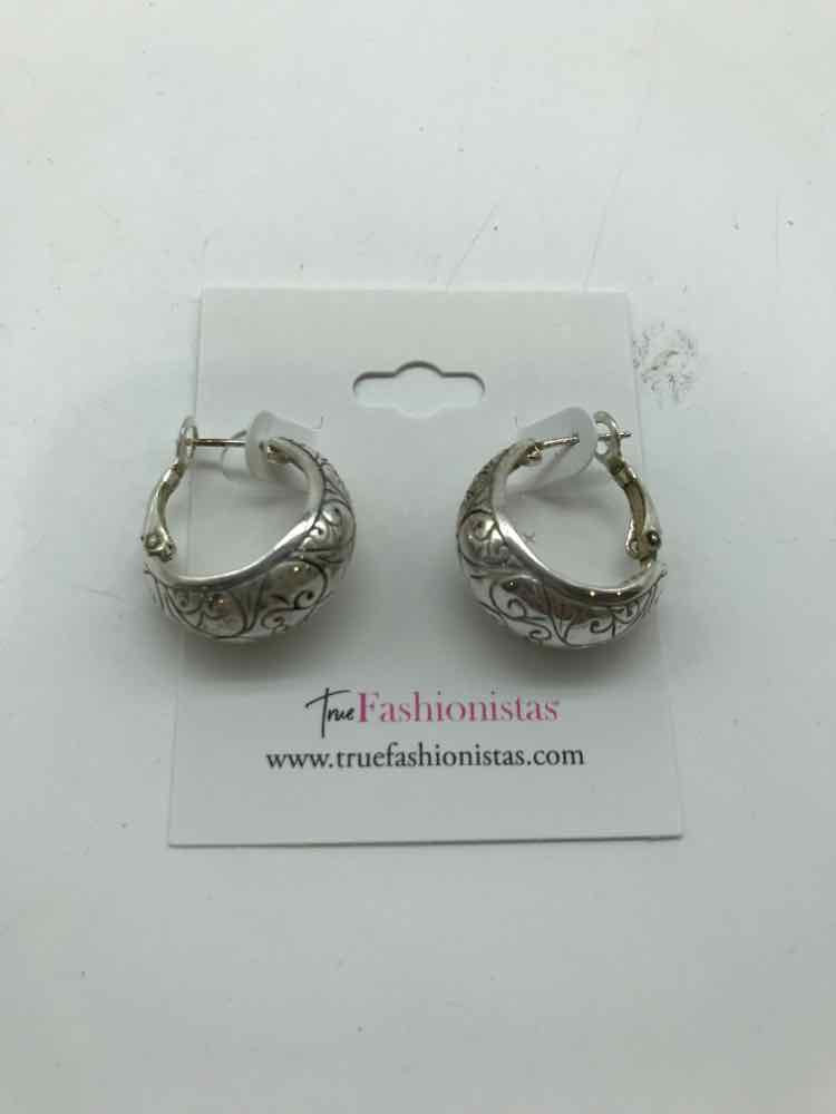 925 Silver Engraved snap Hoop Earring