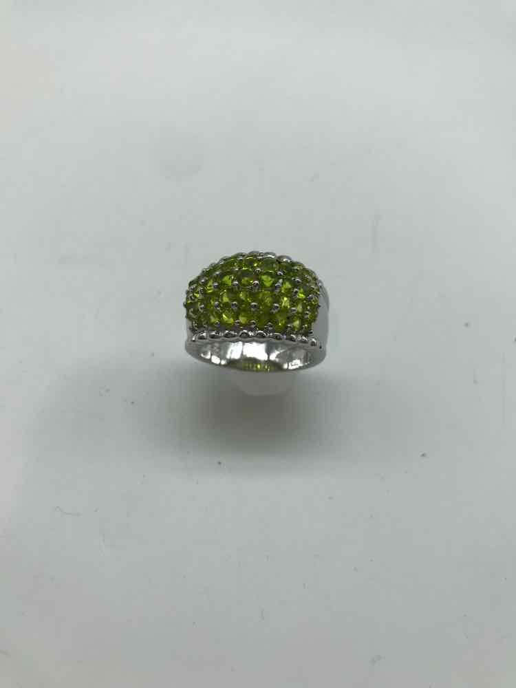 925 Silver Green Rhinestone Size 8 Band Style