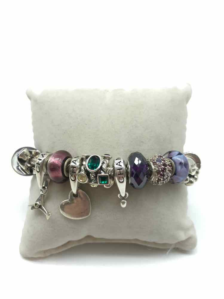 925 Silver Purple Theme Charm Bracelet