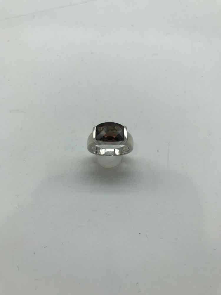 925 Silver Smokey Quartz Size 7 Band Style