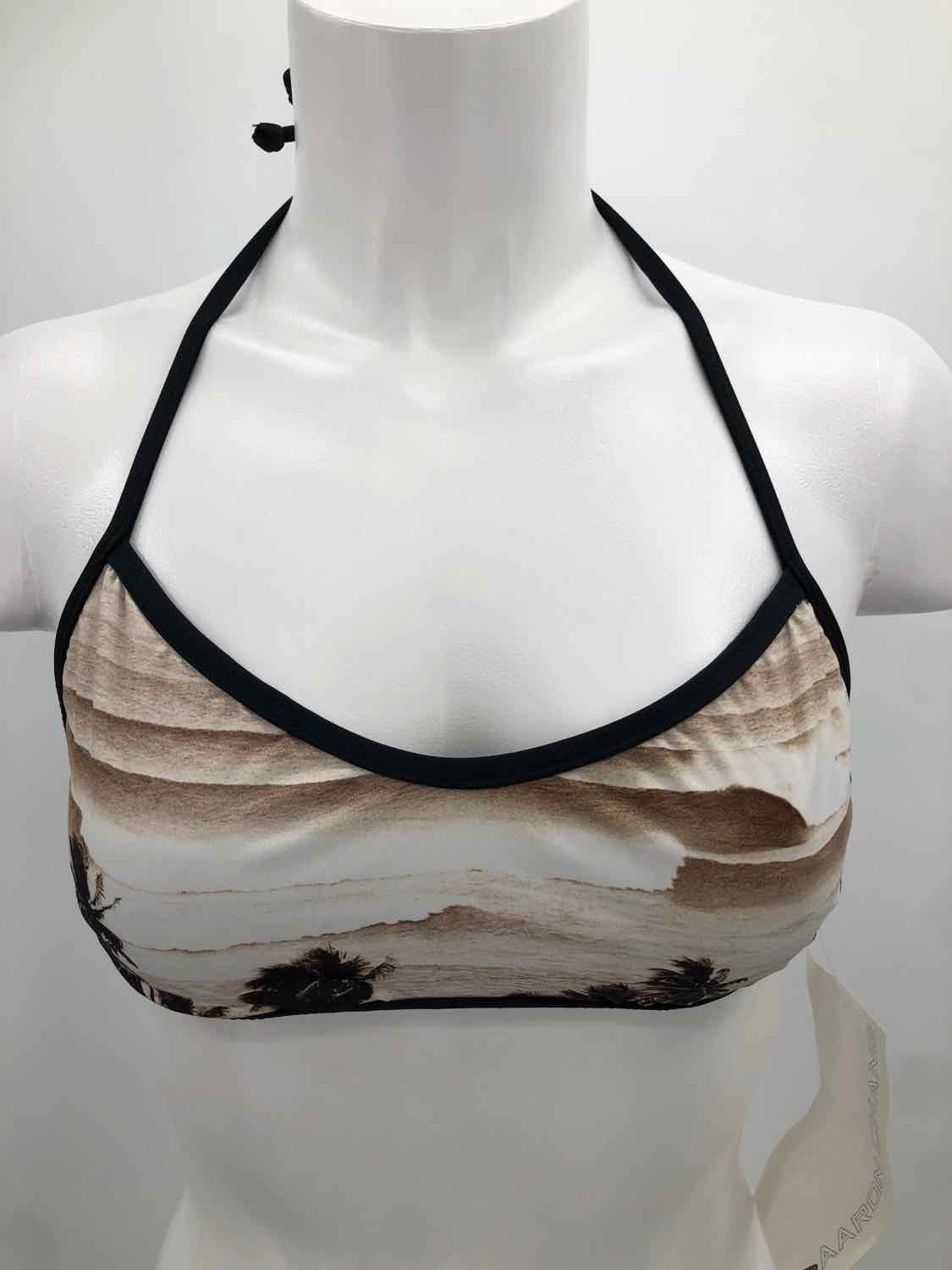 Aaron Chang Black Size Medium Printed Bikini Top