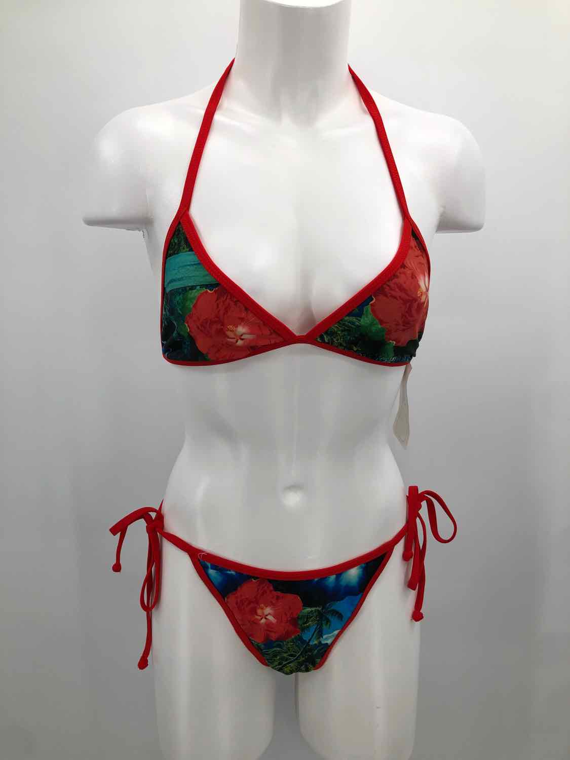 Aaron Chang Red Size Medium Printed Bikini Set