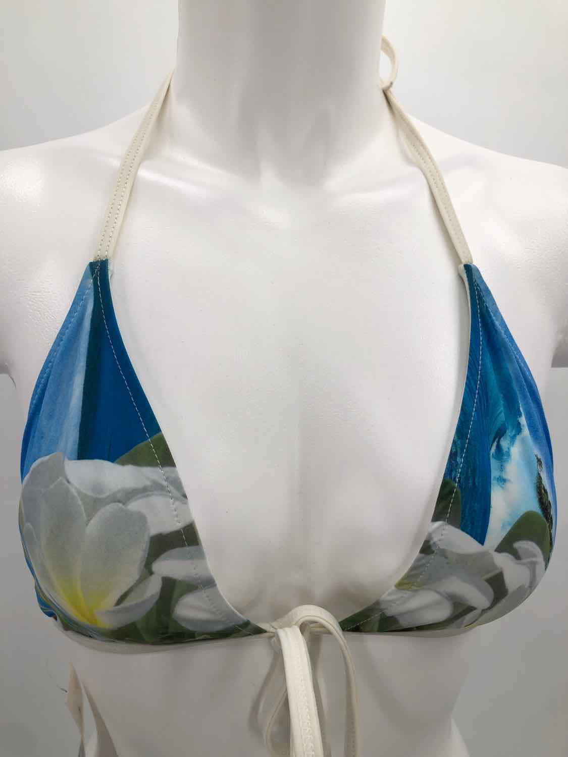 Aaron Chang White Size Medium Reversible Printed Bikini Top