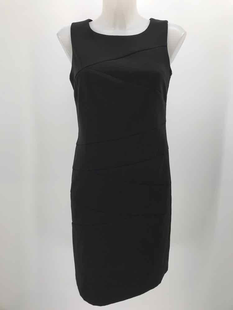 AB Studio Black Size 4 Sheath Knee Length Sleeveless Dress