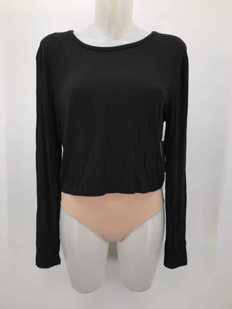 Abound Black Size XL Cropped Long Sleeve Blouse