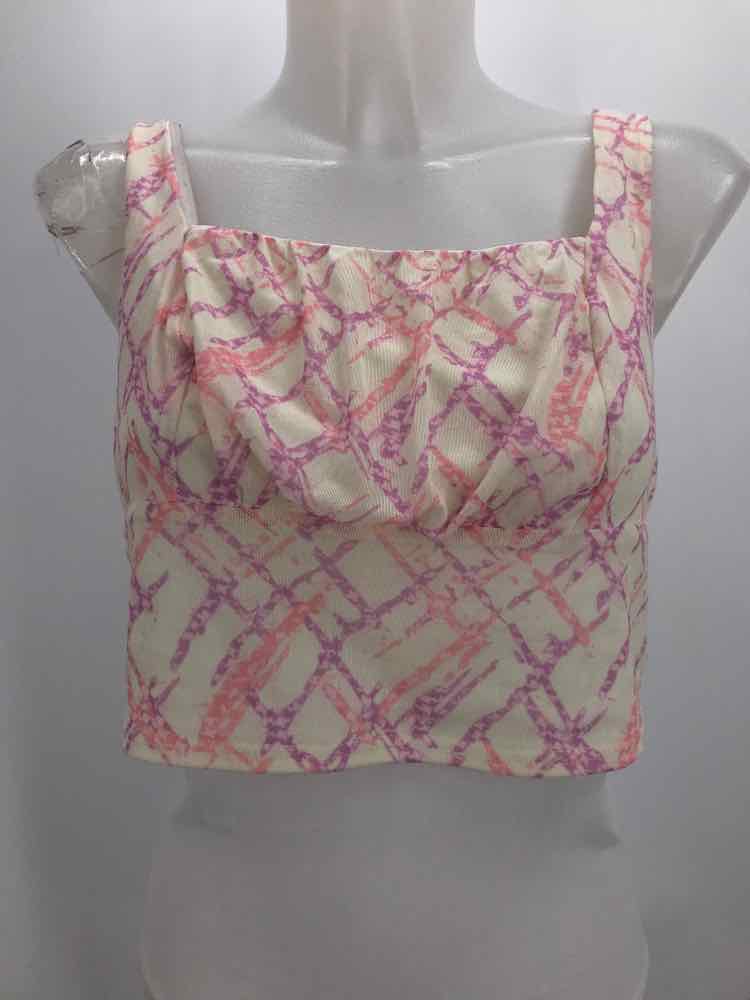 Abound Yellow Size Large Printed Cropped Tank Top