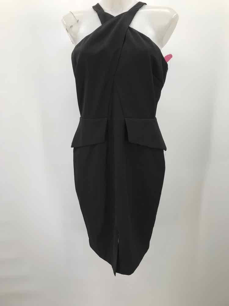 Adelyn Rae Black Size Medium Peplum Knee Length Sleeveless Dress