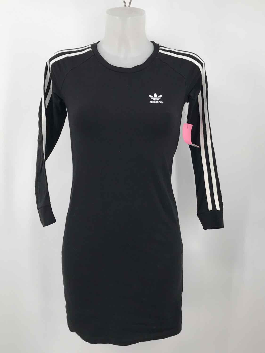 Adidas Black Size Small Paneled Short Long Sleeve Shirt Dress