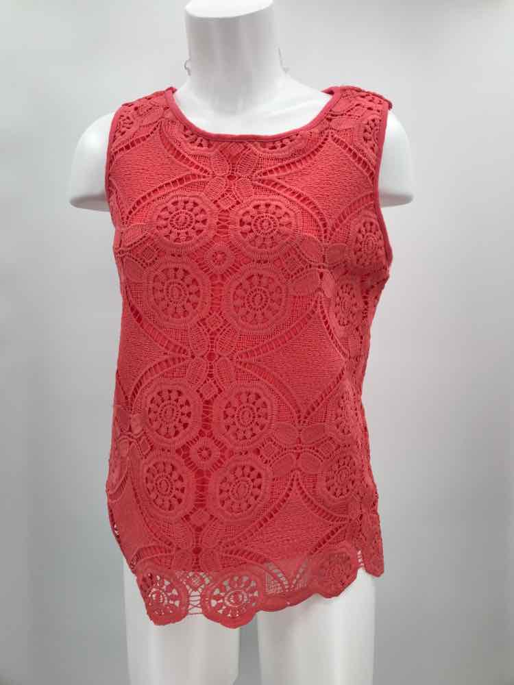 Adiva Coral Size Small Eyelet Tank Top