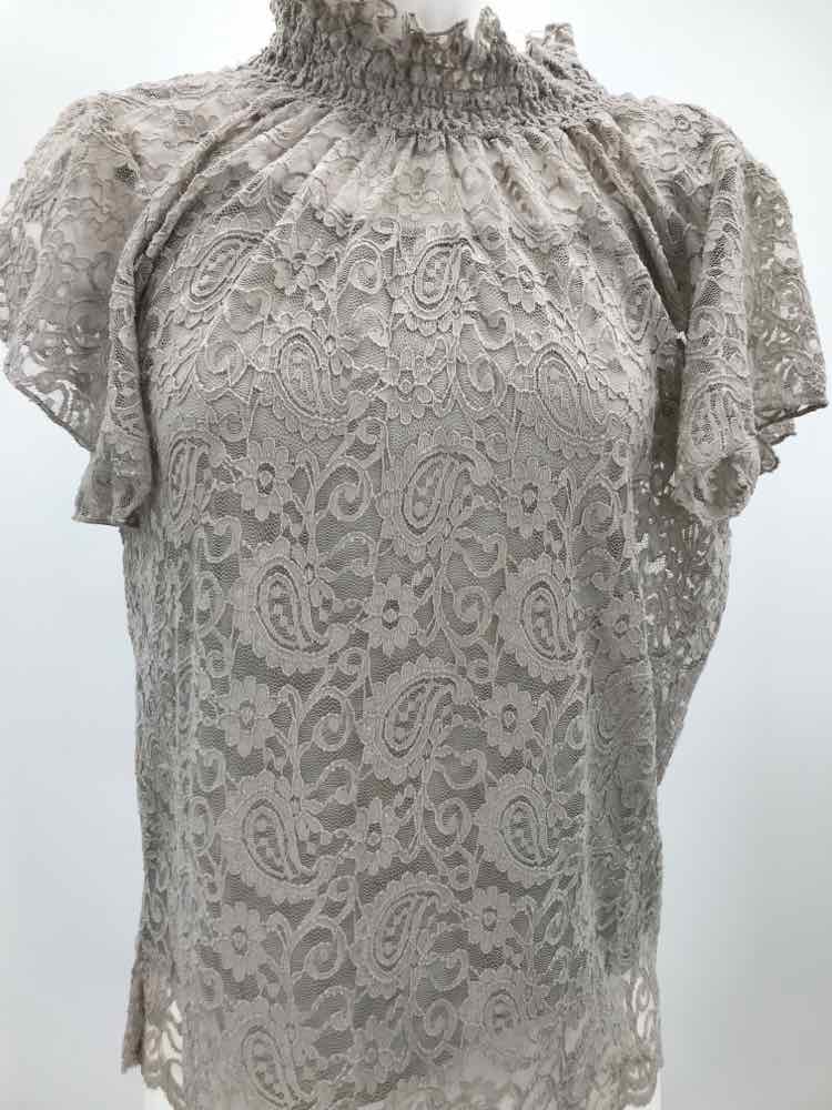 Adiva Grey Size Small Lined Lace Blouse