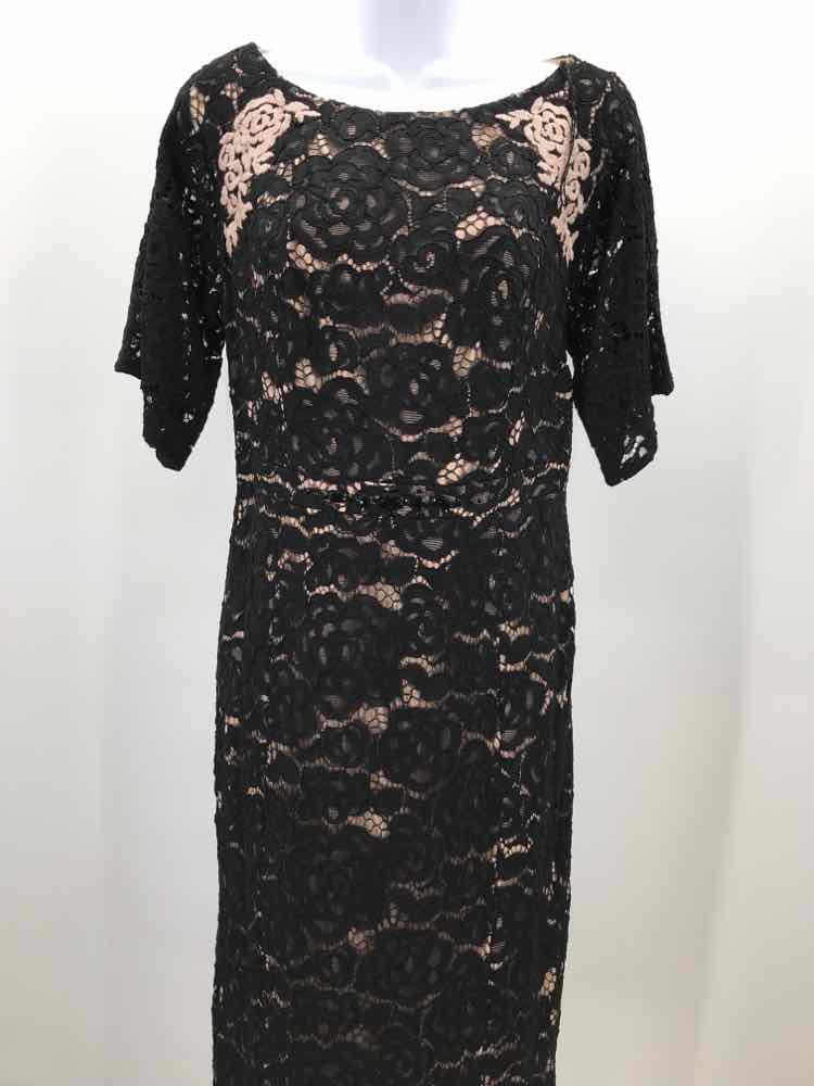 Adrianna Papell Black Size 10 Lace Midi Cocktail Dress