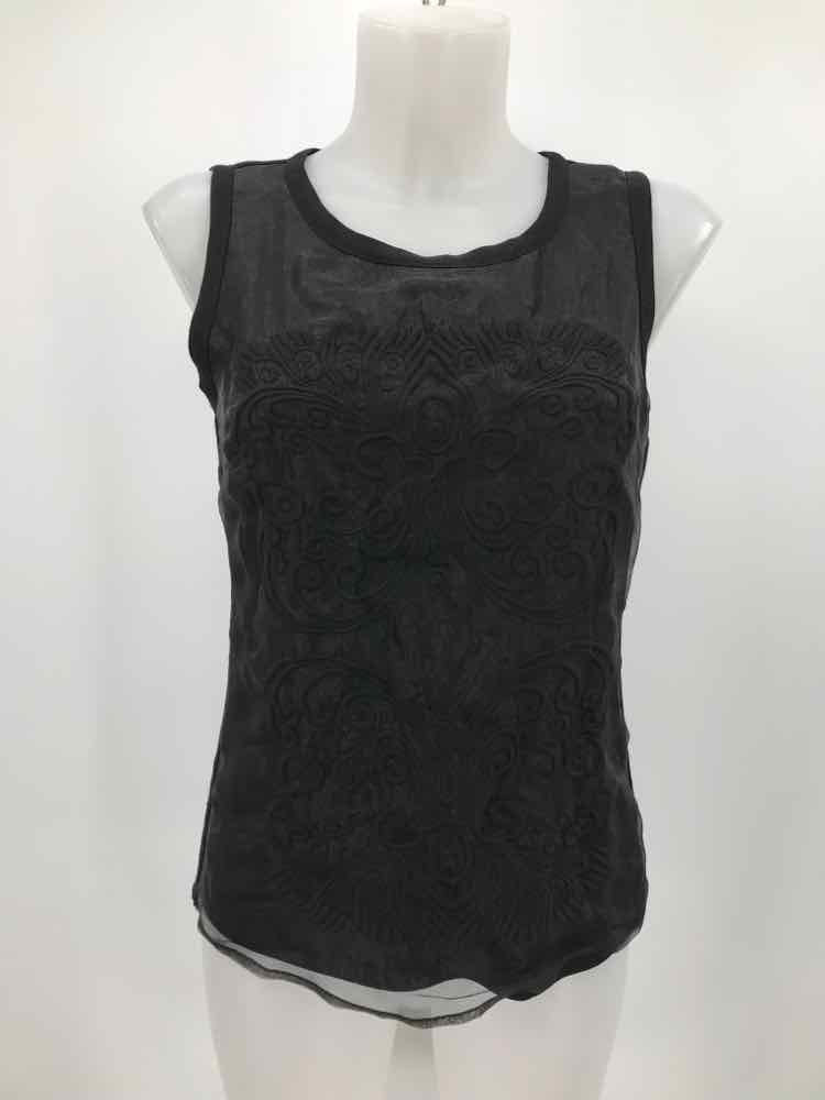 Adrianna Papell Black Size XS Embroidered Tank Top