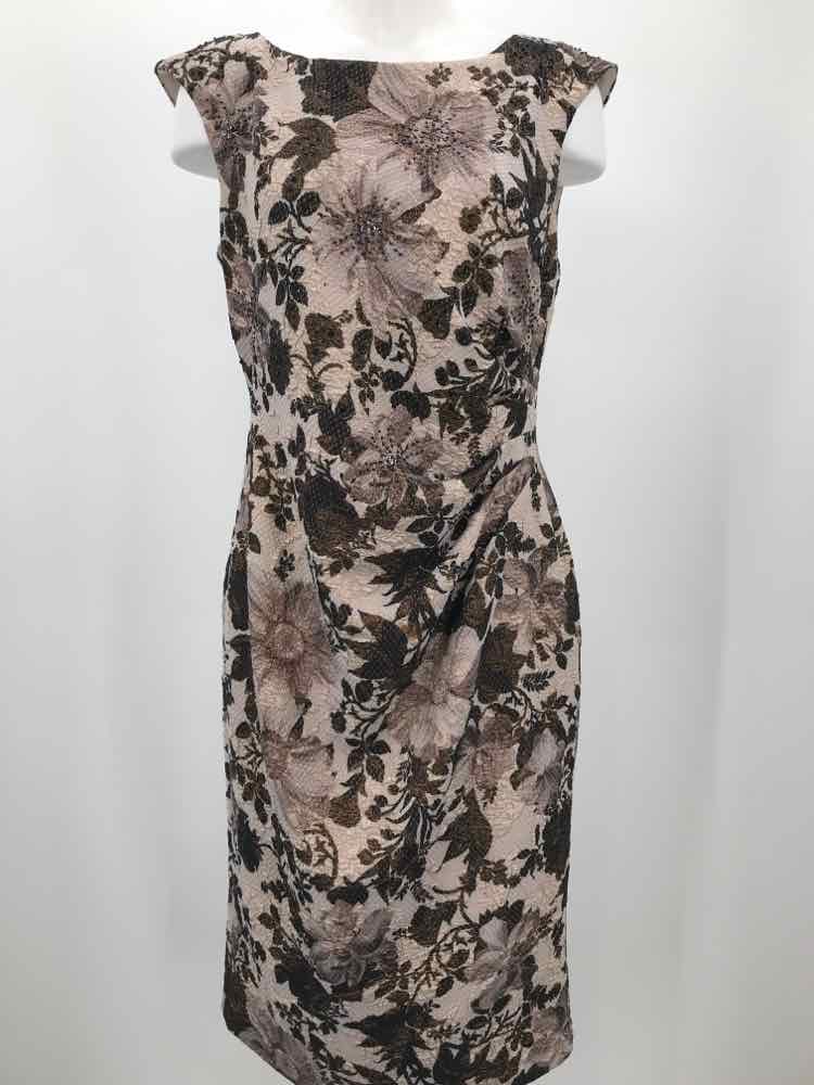 Adrianna Papell Purple Size 10 Floral Midi Sleeveless Dress