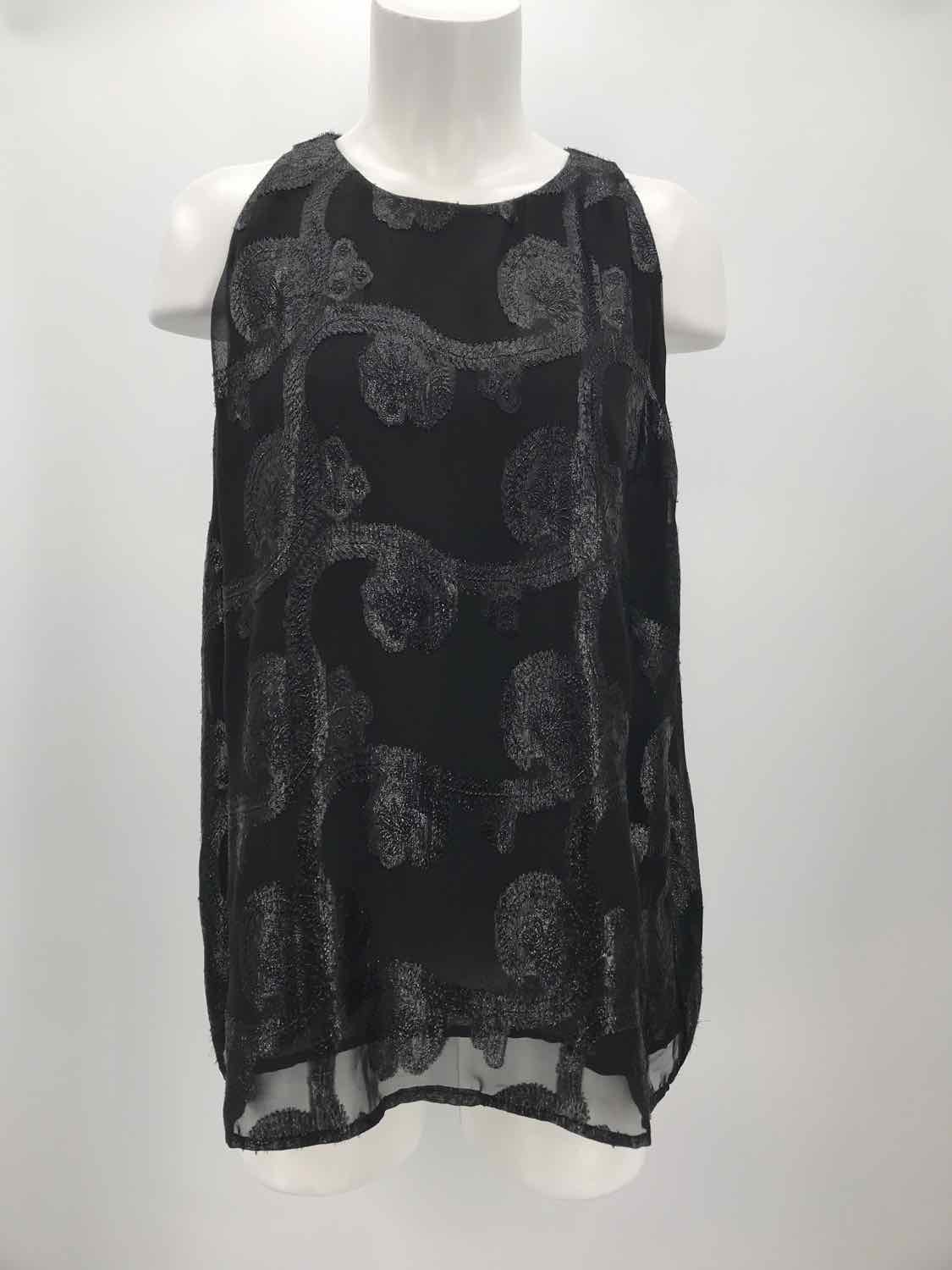 Adrienne Vittadini Black Size XL Polyester Shimmer Sleeveless Top