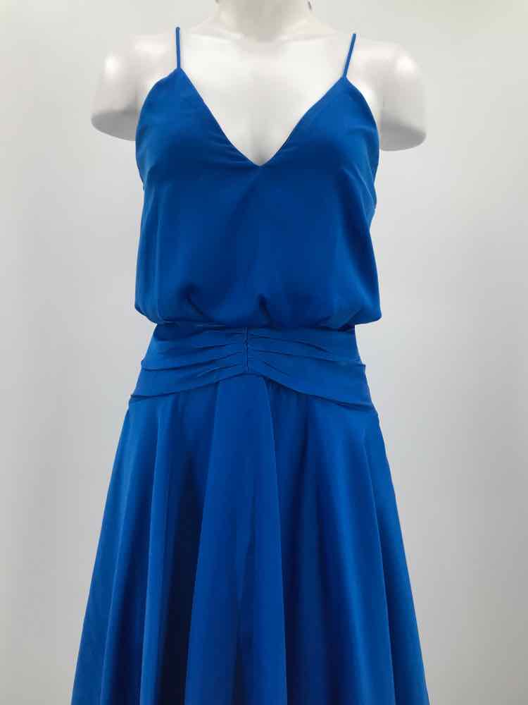 Aidan Mattox Blue Size 0 Pleated Midi Cocktail Dress