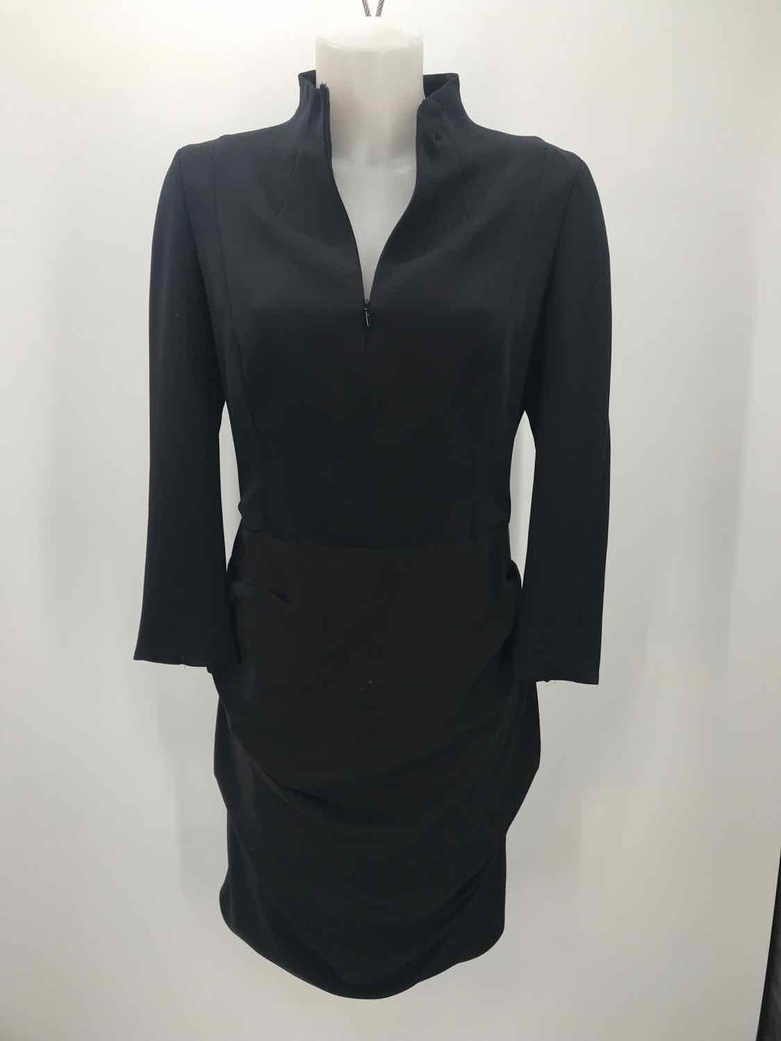 Akris Black Size 10 Ruched Midi Long Sleeve Dress